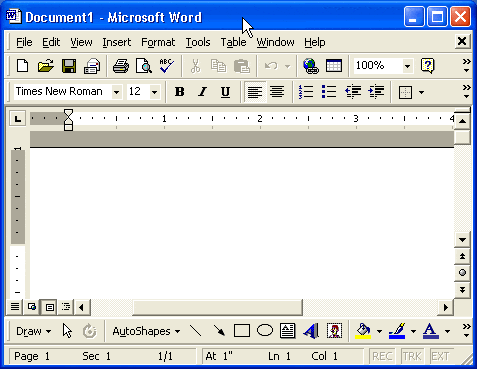 Word-fönster med rullningslisten märkt